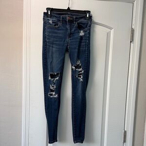 American Eagle Outfitters Dark Blue Distressed Jeggings